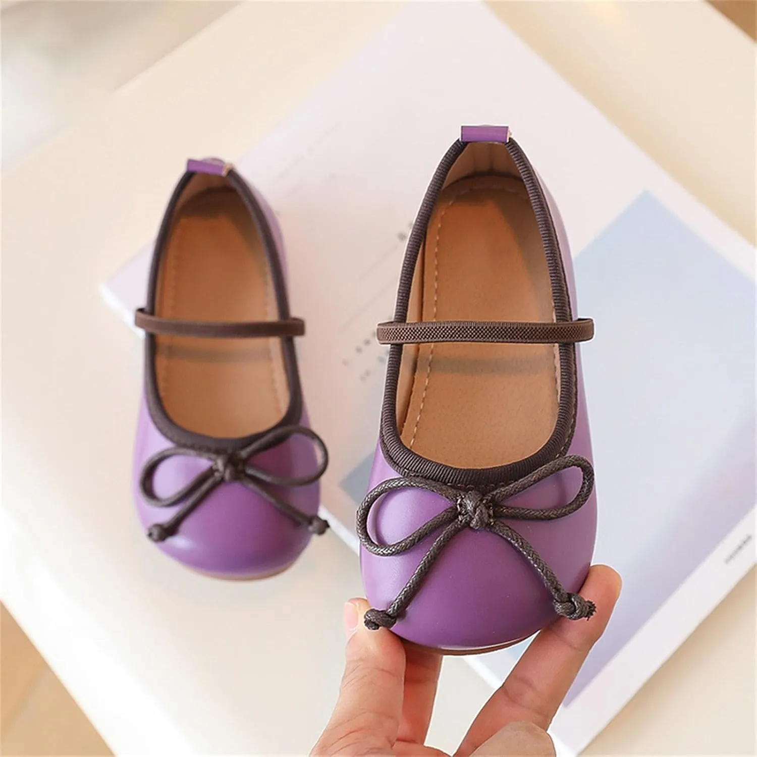 Toddler Girl Mary Jane Dress Shoes Non Slip Soft Sole Leather Bowknot School Shoes Kids Classic Ballerina Flat𝘀