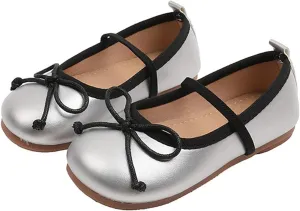 Toddler Girl Mary Jane Dress Shoes Non Slip Soft Sole Leather Bowknot School Shoes Kids Classic Ballerina Flat𝘀