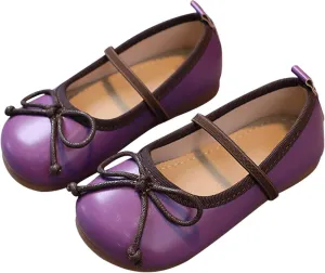 Toddler Girl Mary Jane Dress Shoes Non Slip Soft Sole Leather Bowknot School Shoes Kids Classic Ballerina Flat𝘀