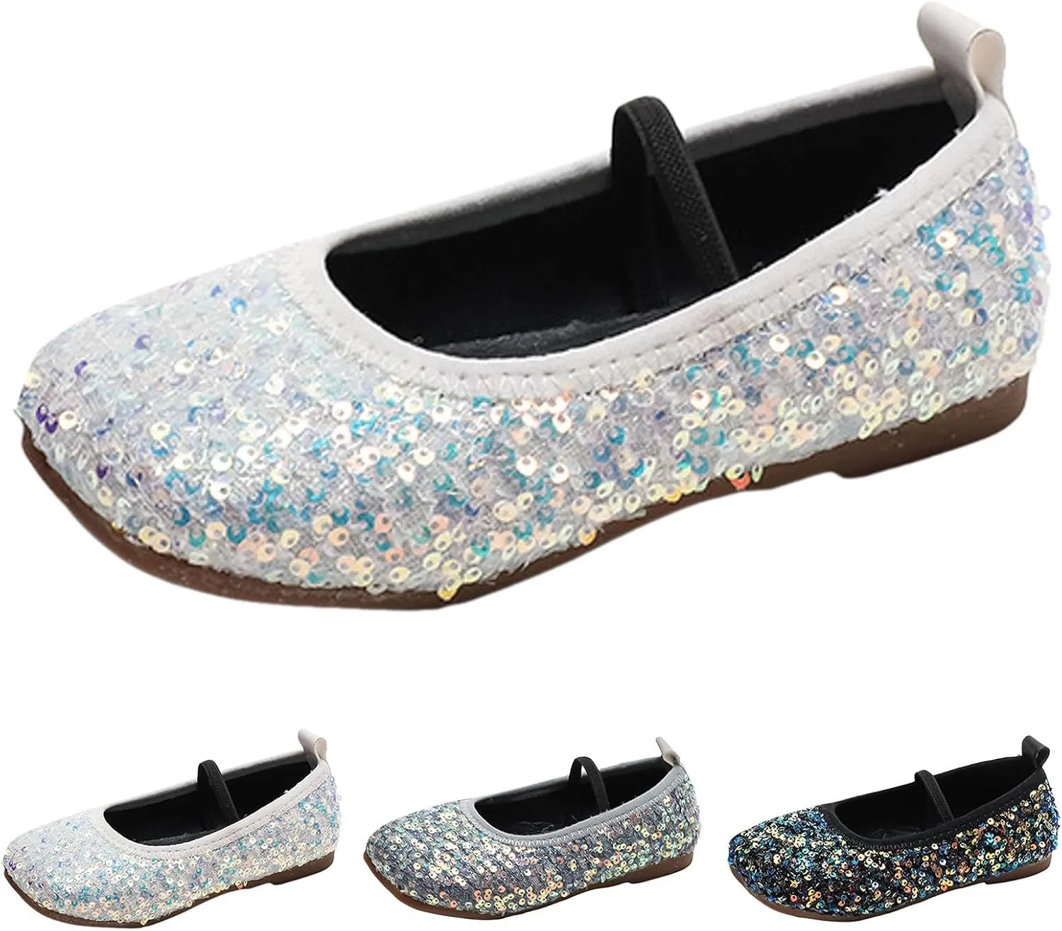 Toddler Girls Mary Jane Dress Shoes Ballet Flats Dress Up Shoes Sparkly Princess Mary Jane Shoes Uniform Dress Shoes