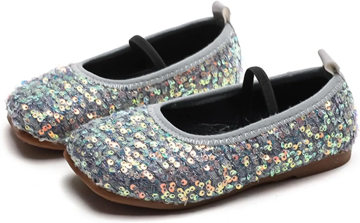 Toddler Girls Mary Jane Dress Shoes Ballet Flats Dress Up Shoes Sparkly Princess Mary Jane Shoes Uniform Dress Shoes