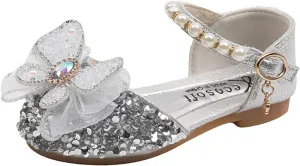 Toddler Shoes Kids Girls Dress Shoes Mary Jane Sandals Fashion Glitter Bowknot Pearl Princess Shoes Sequnie Sandals