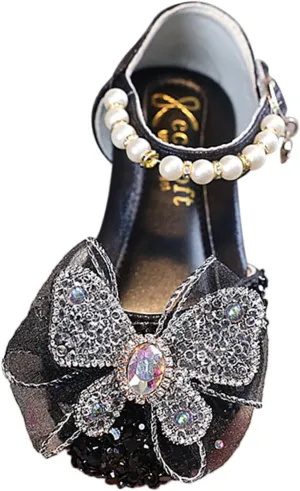 Toddler Shoes Kids Girls Dress Shoes Mary Jane Sandals Fashion Glitter Bowknot Pearl Princess Shoes Sequnie Sandals