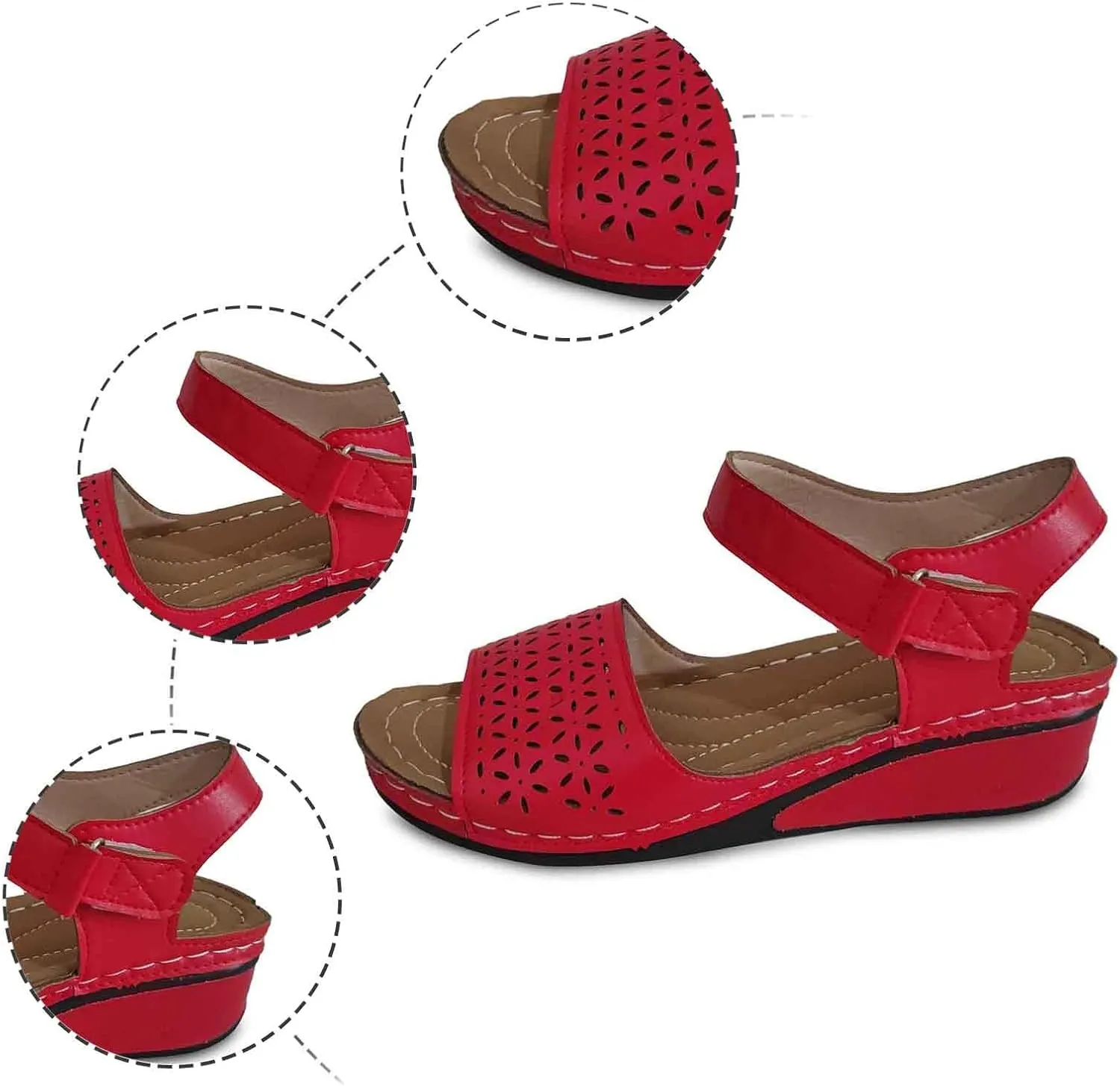Trendy Women's Summer Sandals Open Toe Hollow Out Wedge Heel Comfortable Casual Footwear For Daily Wear And Vacation