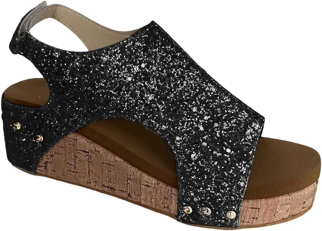Wedge Sandals for Women Platform Wedge Heels Ankle Strap Open Toe Espadrilles Slip on Sandals Boho Summer Beach Shoes
