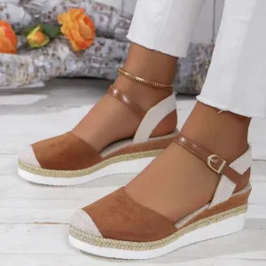 Wide Closed Toe Sandals for Women,Espadrille Wedge Sandals for Women Dressy Summer Comfortable Anti Slip Beach Casual Shoes