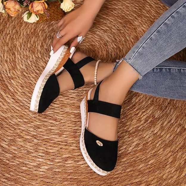 Wide Closed Toe Sandals for Women,Espadrille Wedge Sandals for Women Dressy Summer Comfortable Anti Slip Beach Casual Shoes