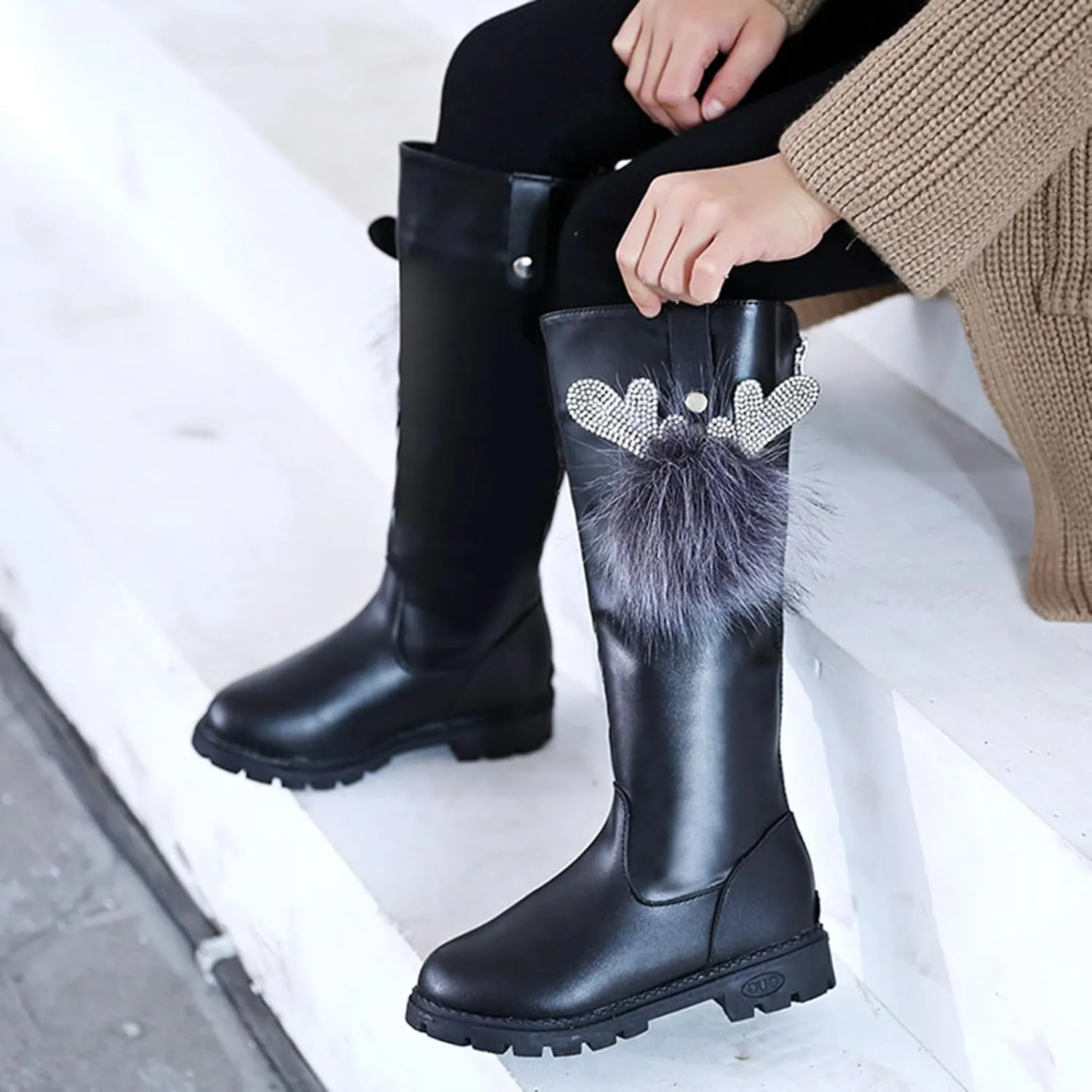 Winter Boots for Girls Fashion Non Slip Side Zipper Boots Outdoor Booties Autumn Winter Boots Rain Boot