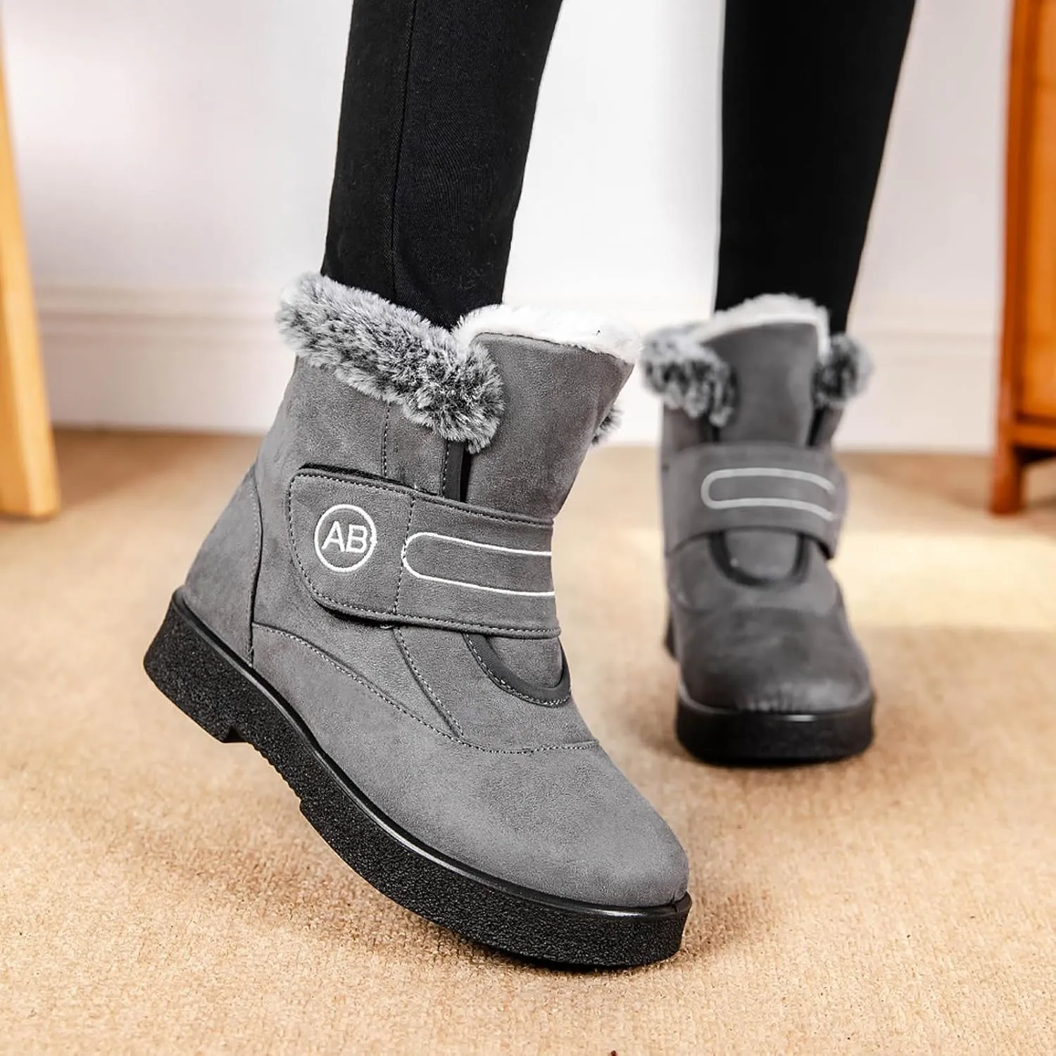 Winter Boots For Women Waterproof Waterproof Snow Boots Fur Lined Ankle Booties Warm Mid Calf Boots Outdoor Shoes