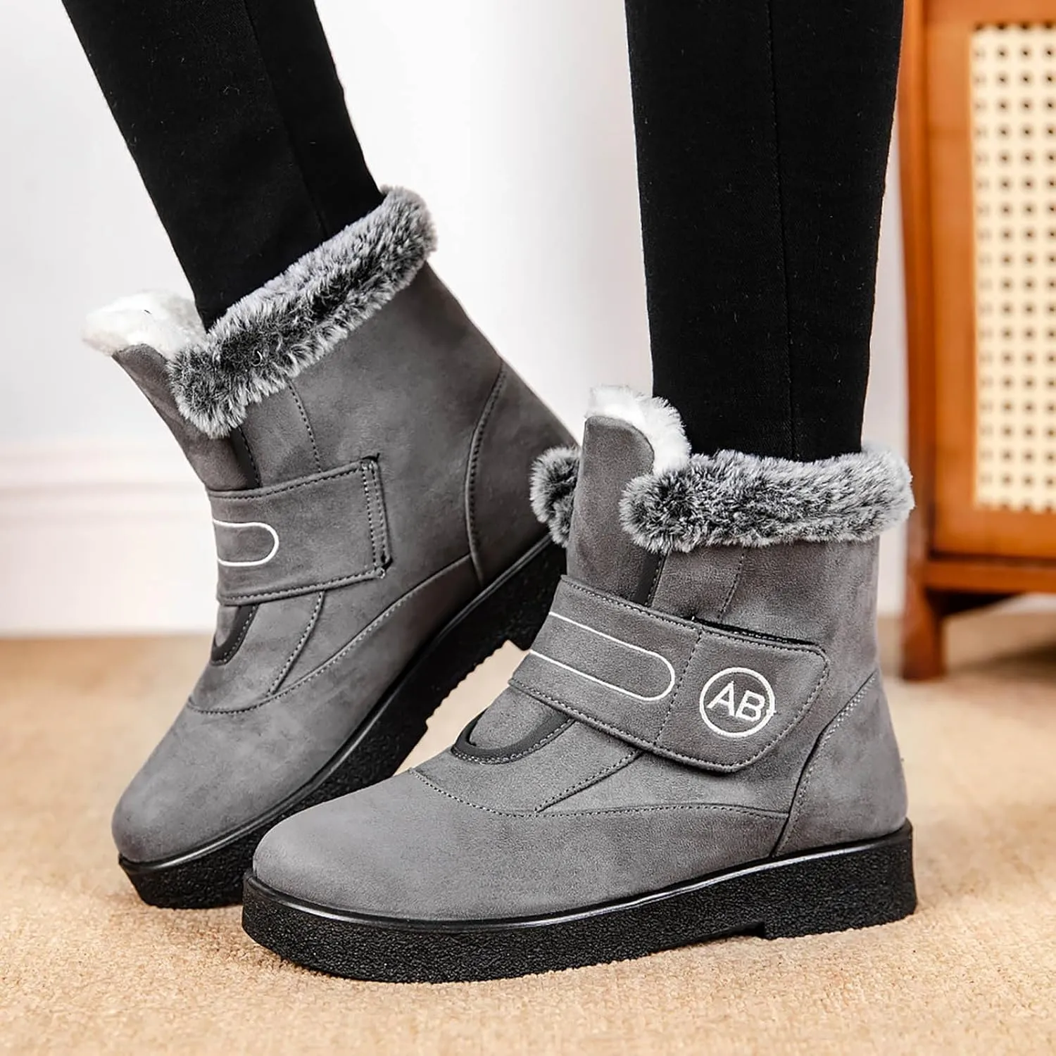 Winter Boots For Women Waterproof Waterproof Snow Boots Fur Lined Ankle Booties Warm Mid Calf Boots Outdoor Shoes