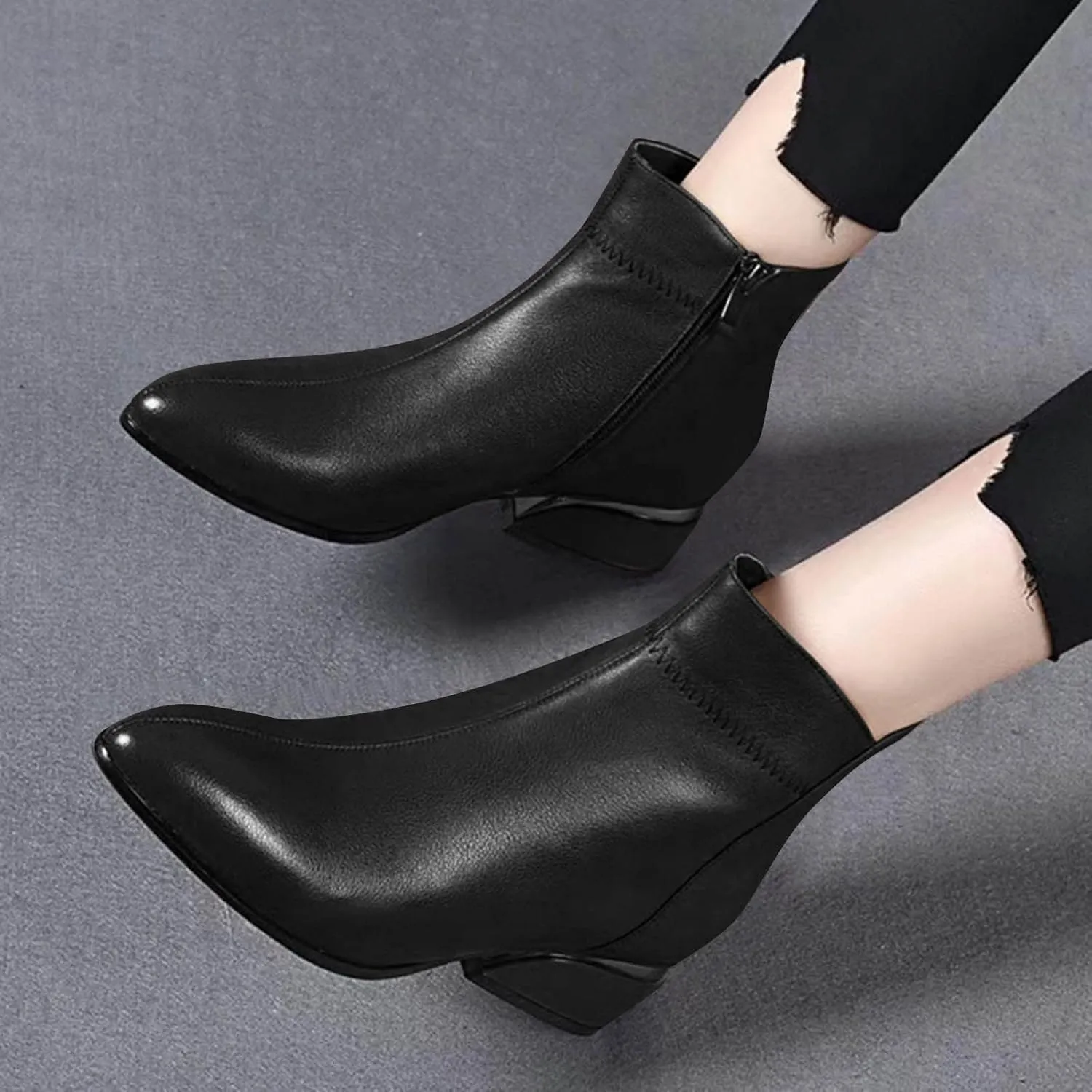 Womens Black Ankle Boots Wide Boots Black Booties for Women Chunky Heel Low Heels for Women Womens Ankle Boots with Heel Brown Women's Wide Width Ankle Booties