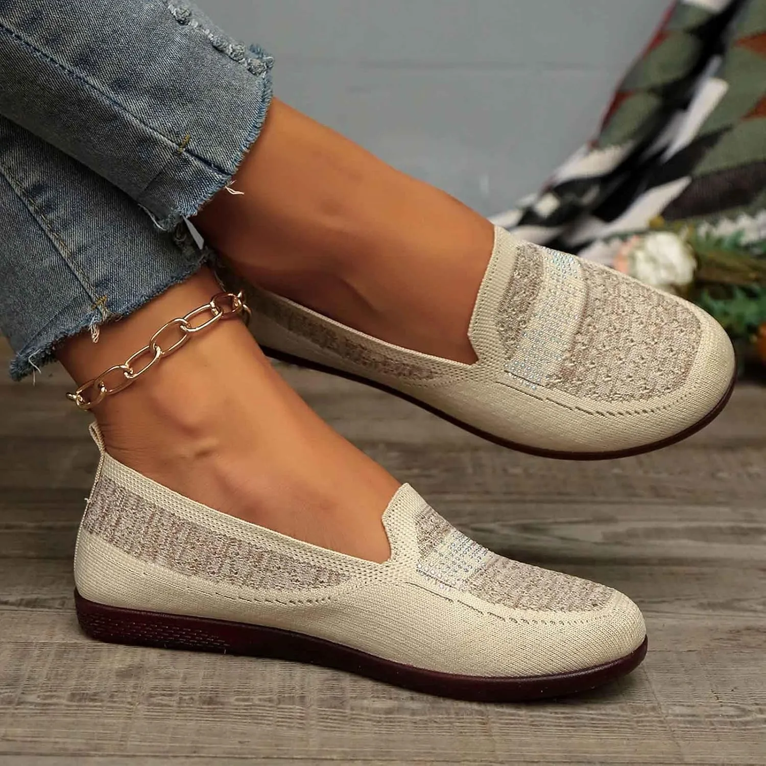 Women's Casual Slip On Shoes Breathable Comfortable Flat Loafers for Daily Wear with Semi Casual Dress Shoes for Men