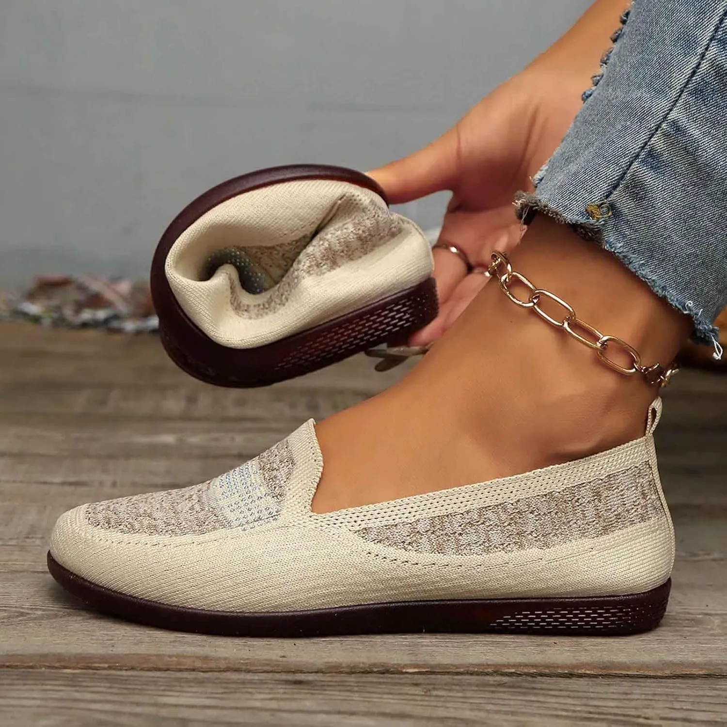 Women's Casual Slip On Shoes Breathable Comfortable Flat Loafers for Daily Wear with Semi Casual Dress Shoes for Men