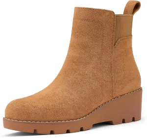 Women's Chelsea Boots Wedge Boots for Women Ankle Booties Platform Slip On Boots