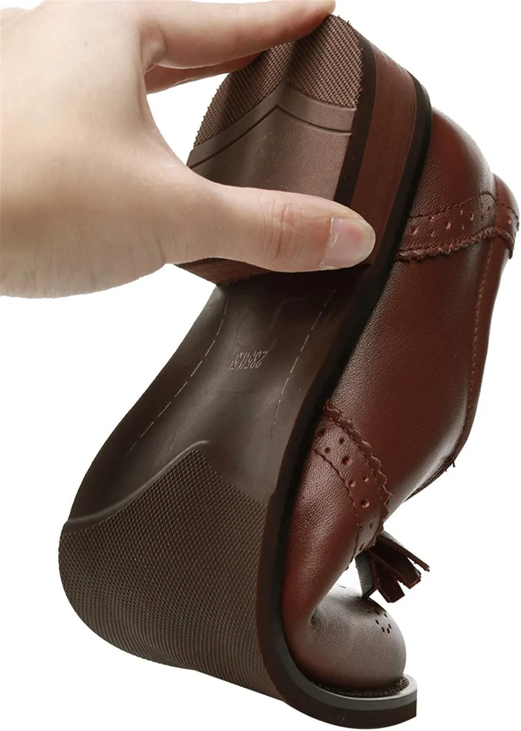 Women's Genuine Leather Tassel Loafers Brogues Slip-On Court Shoes