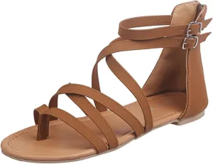 Womens Gladiator Strap Sandals Elastic Strappy String Thong Ankle Strap Flip Flops Bungalow Sandal Summer Beach Shoes