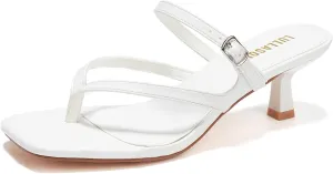 Women's Kitten Heels Sandals Flip Flops Low Heels Slip On Slides 1.8-2 Inch Heeled Square Open Toe Sandals for Women