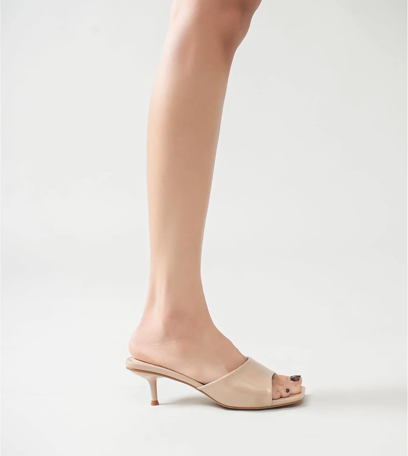 Women's Kitten Heels Sandals Low Heels Slip On Slides 2 Inch Heeled Square Open Toe Sandals for Women