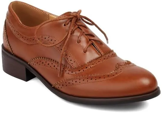 Women's Lace Up Brogues Low Heel Oxford Shoes