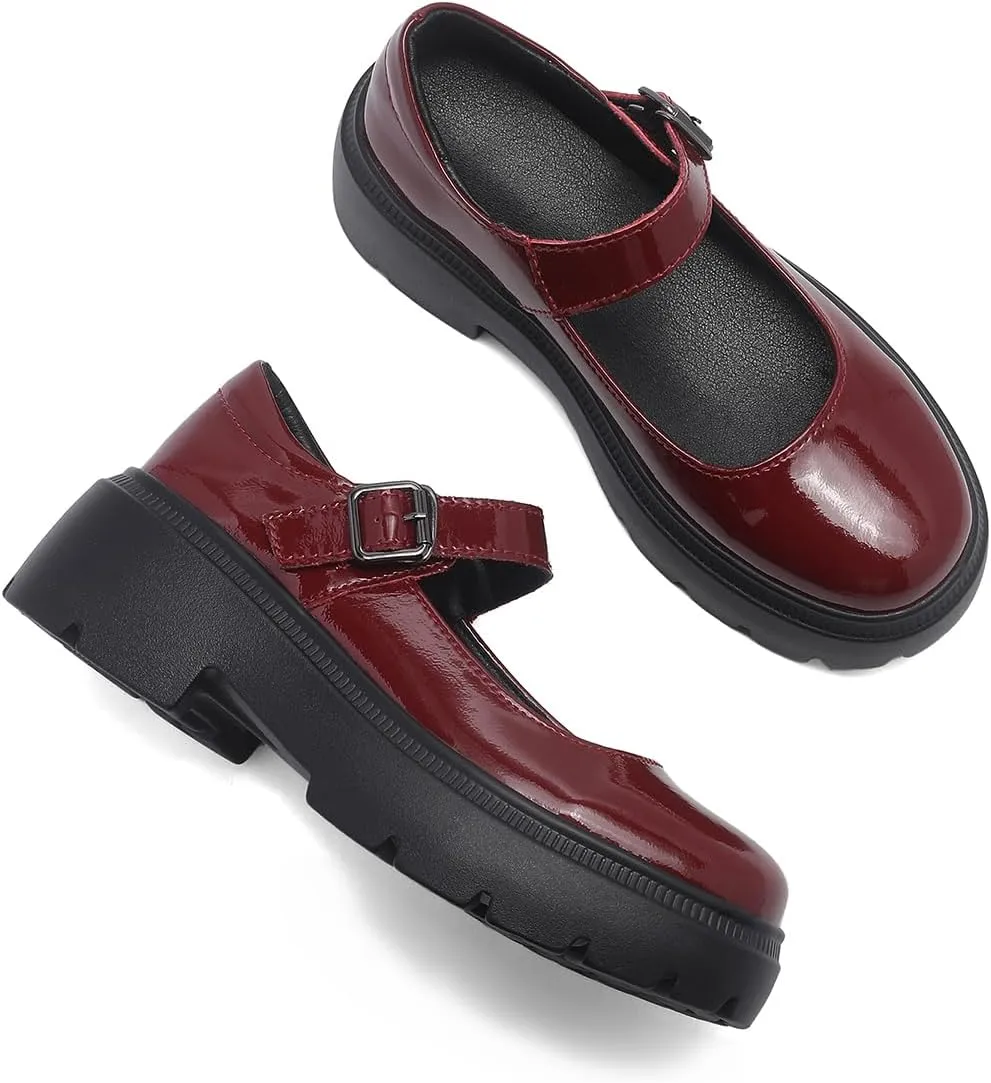 Womens Mary Jane Shoes Round Toe Ankle Buckle Strap Chunky Heel Platform Pumps Comfortable for Casual Dressy Party Work Oxfords