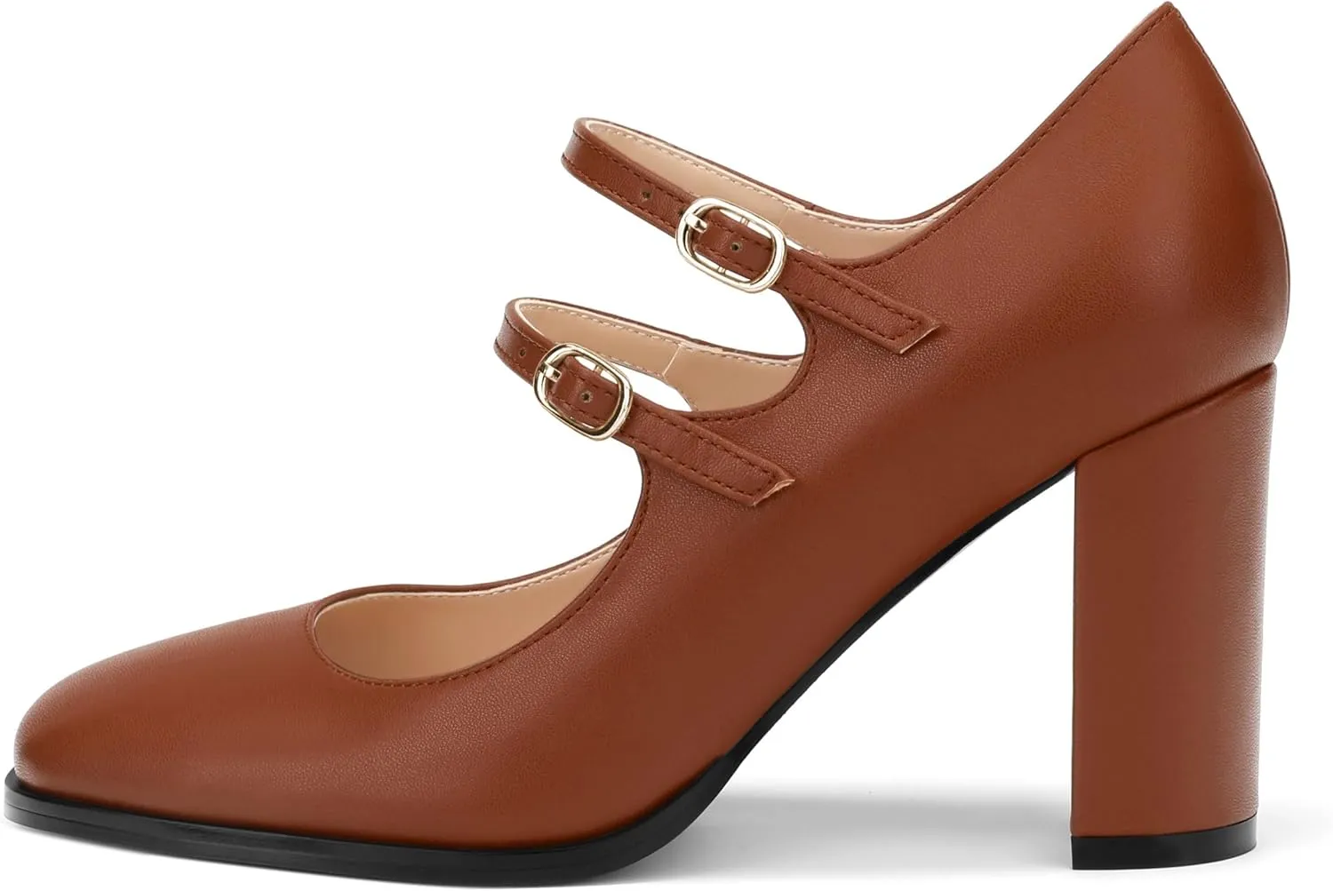 Women's Mary Jane Single Shoes, High Heeled Close Toe Pumps for Women, Comfortable Square Toe Dress Wedding Shoes