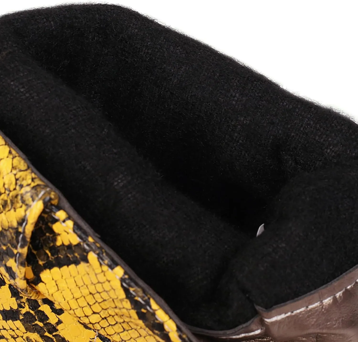 Women's Python Pattern Ankle Boots Mid Calf Pull On Low Chunky Heels Pointed Short Booties