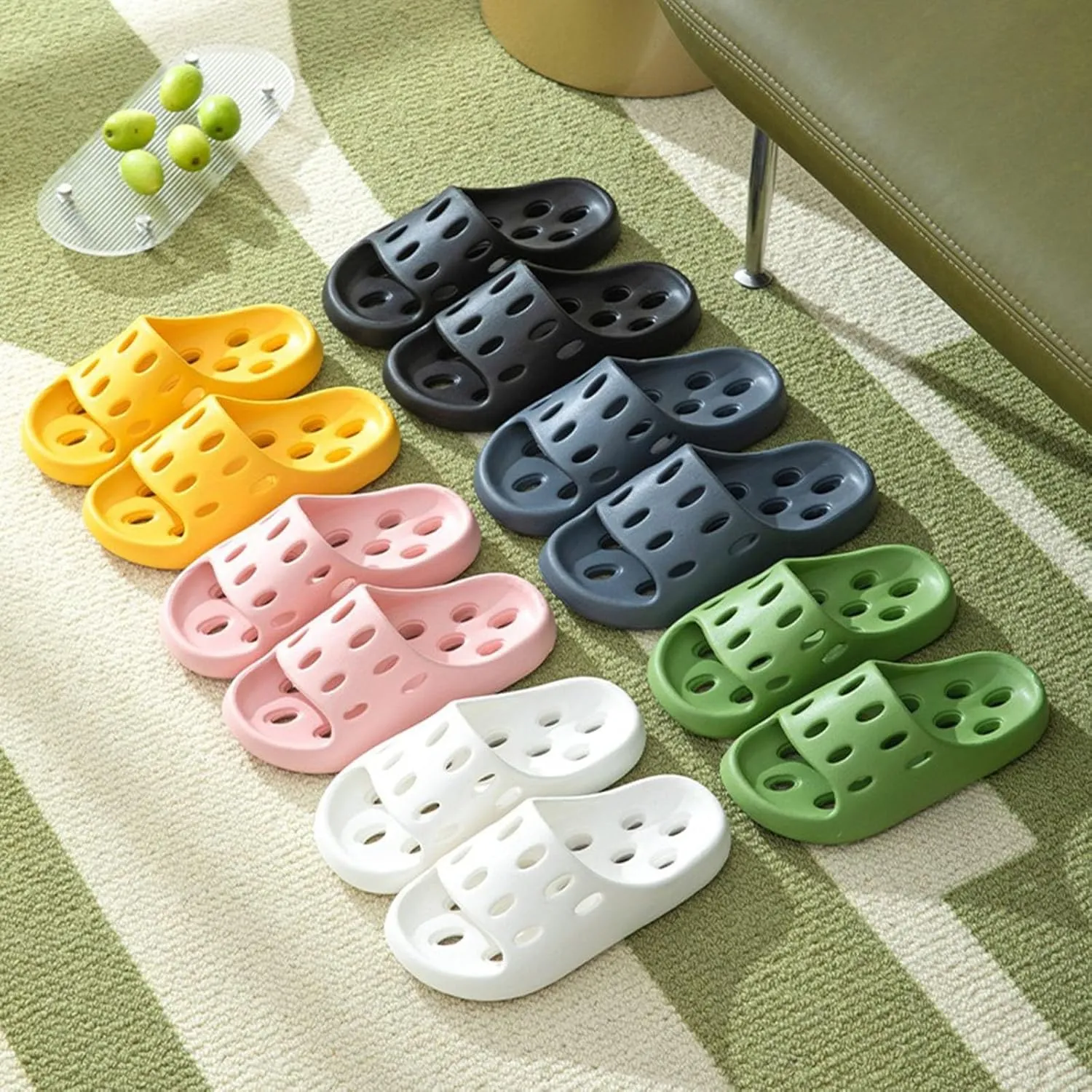 Women's Slides Shower Slippers Bathroom Sandals Breathable Casual Slides Sandals Women's Flat Slippers