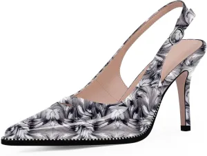 Women's Slingback Stiletto High Heels Pointed Toe Patent Leather Dress Pumps