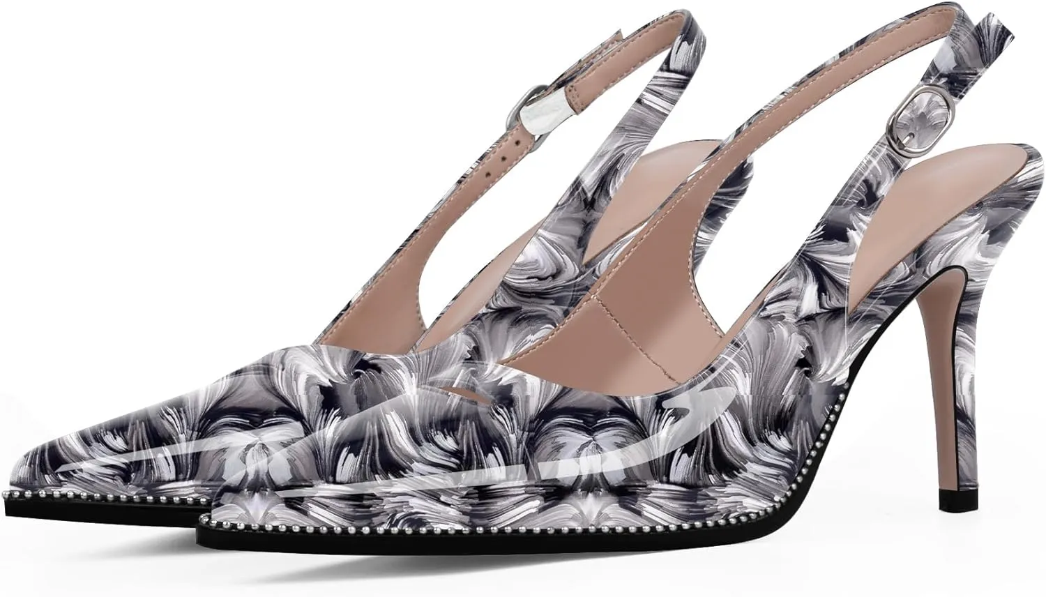 Women's Slingback Stiletto High Heels Pointed Toe Patent Leather Dress Pumps