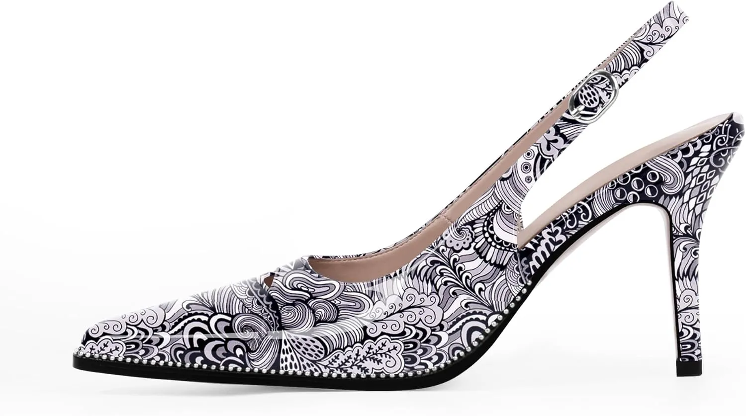 Women's Slingback Stiletto High Heels Pointed Toe Patent Leather Dress Pumps