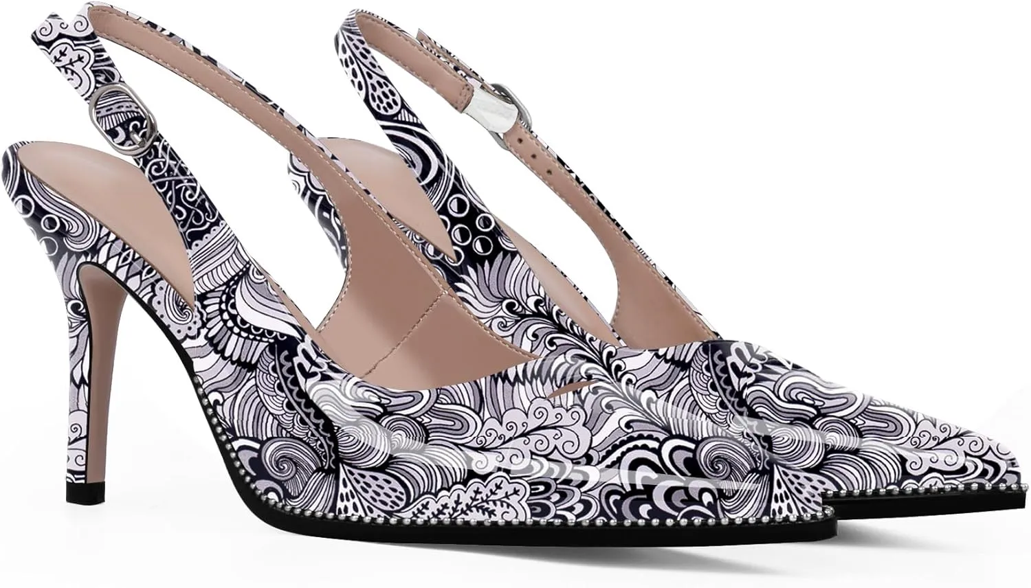 Women's Slingback Stiletto High Heels Pointed Toe Patent Leather Dress Pumps