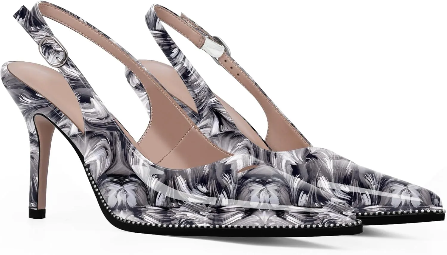 Women's Slingback Stiletto High Heels Pointed Toe Patent Leather Dress Pumps