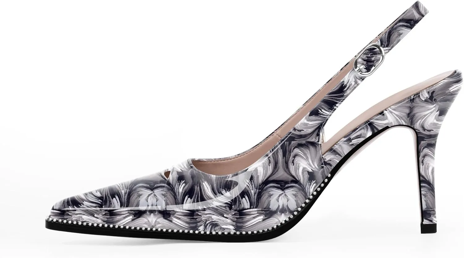 Women's Slingback Stiletto High Heels Pointed Toe Patent Leather Dress Pumps