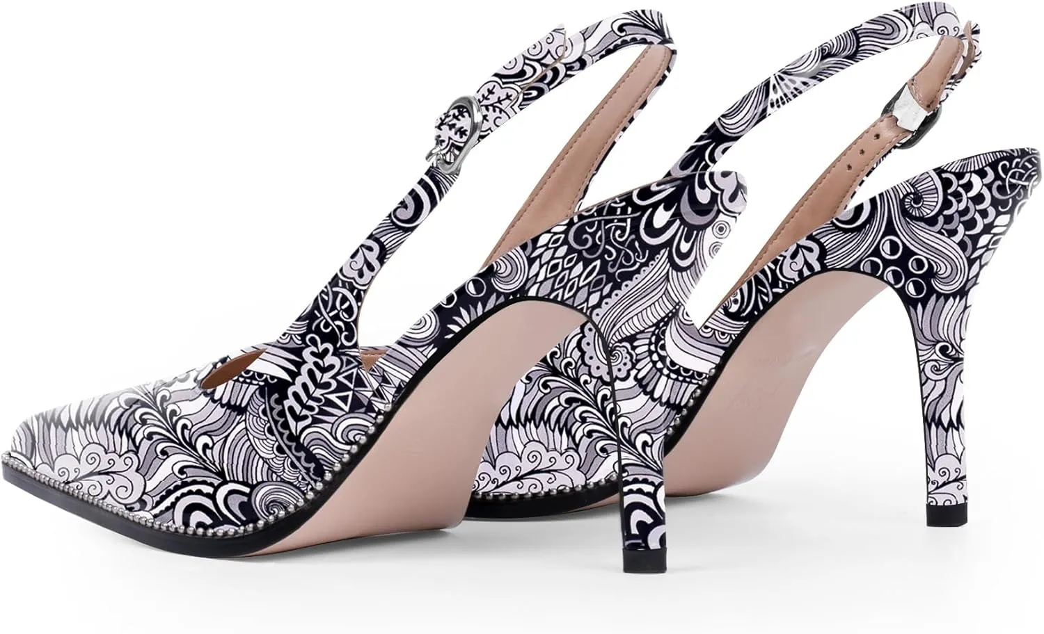 Women's Slingback Stiletto High Heels Pointed Toe Patent Leather Dress Pumps