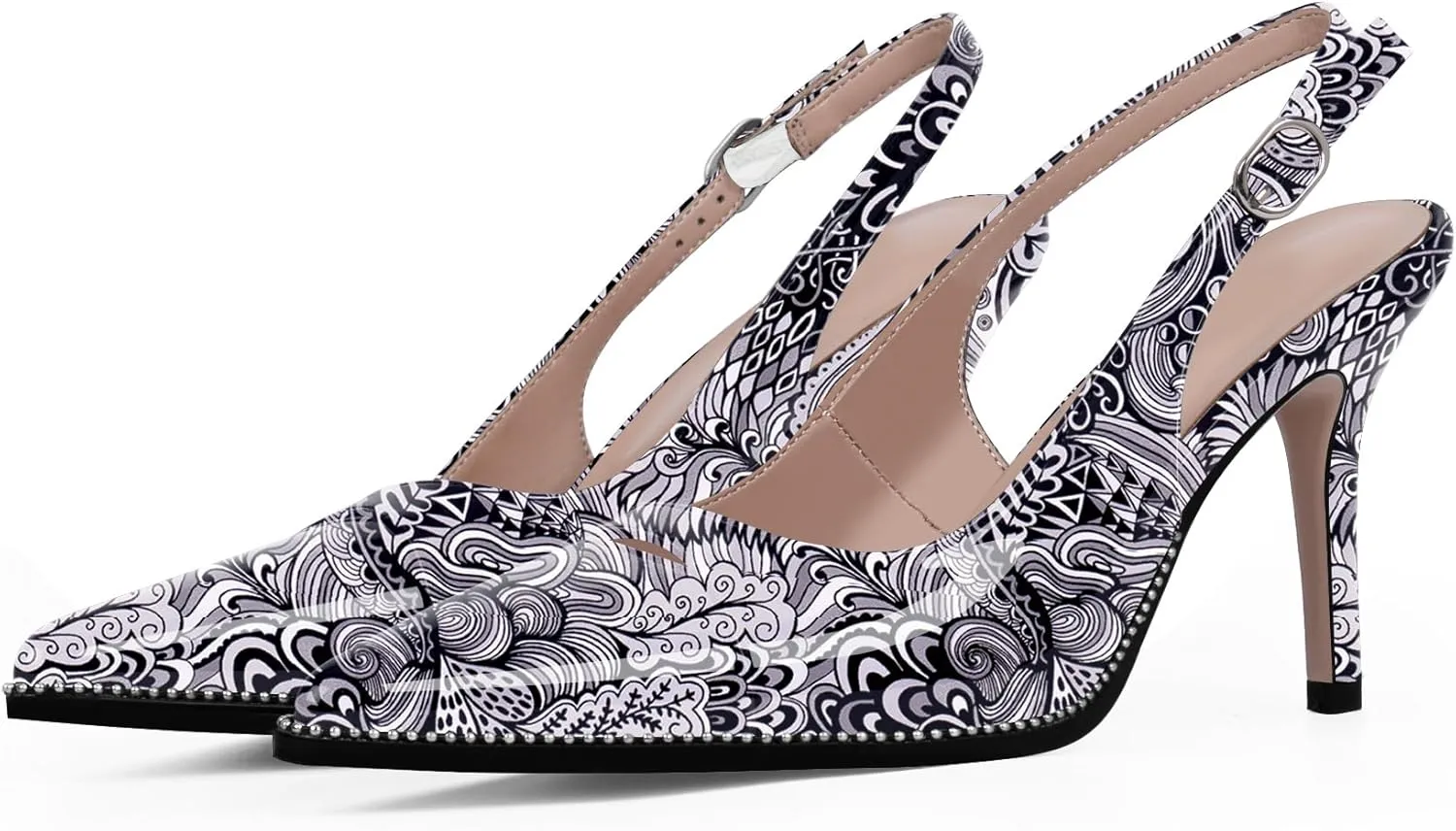 Women's Slingback Stiletto High Heels Pointed Toe Patent Leather Dress Pumps