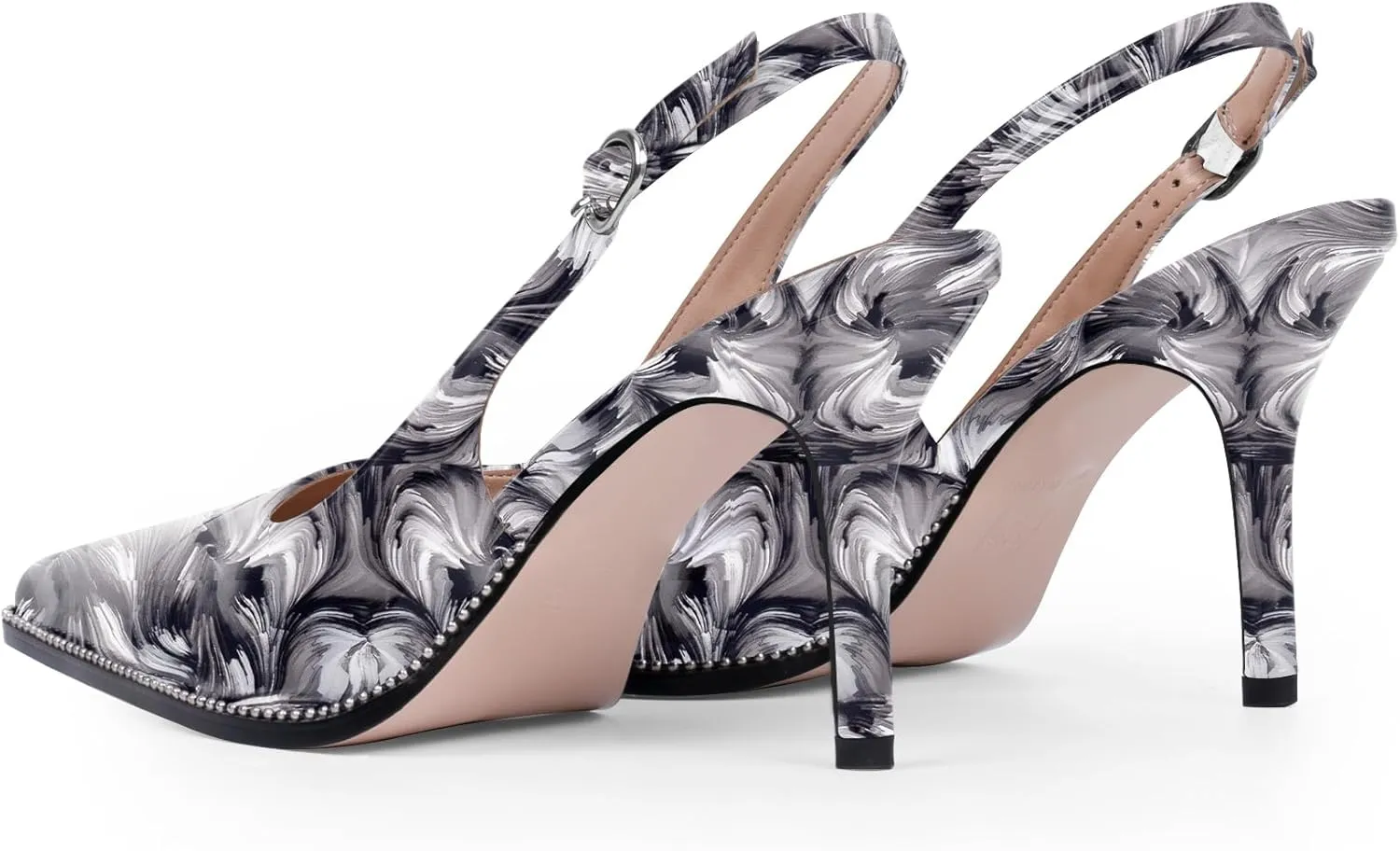 Women's Slingback Stiletto High Heels Pointed Toe Patent Leather Dress Pumps