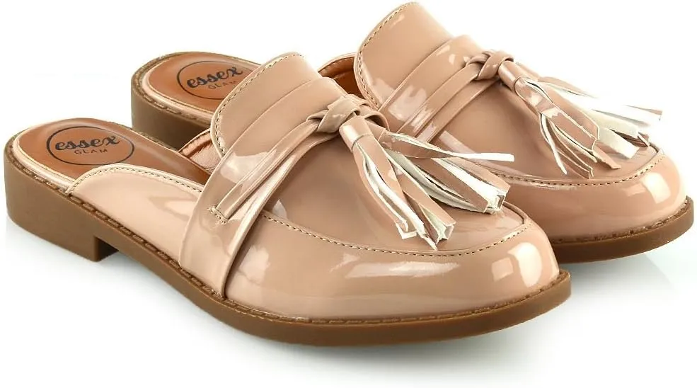 Womens Slip On Shoes Ladies Backless Tassel Casual Loafer Shoes