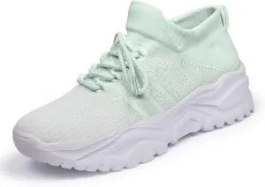 Women's Solid Color Fashion Four Season Lace Up Sneakers Solid Color Flying Woven Running Shoes Womens Rave Shoes