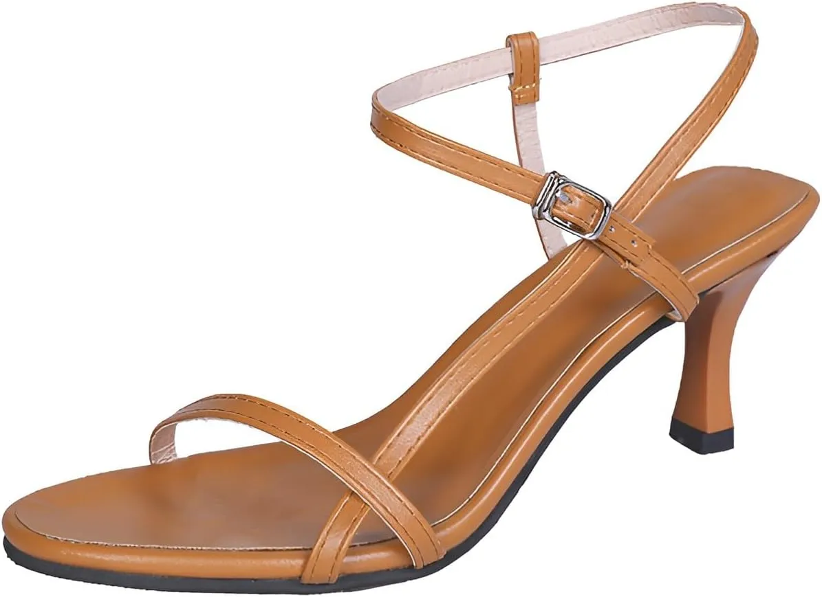 Womens Strappy Kitten Heels Dressy Sandals Low Heel Open Toe Ankle Strap Party Wedding Dress Shoes