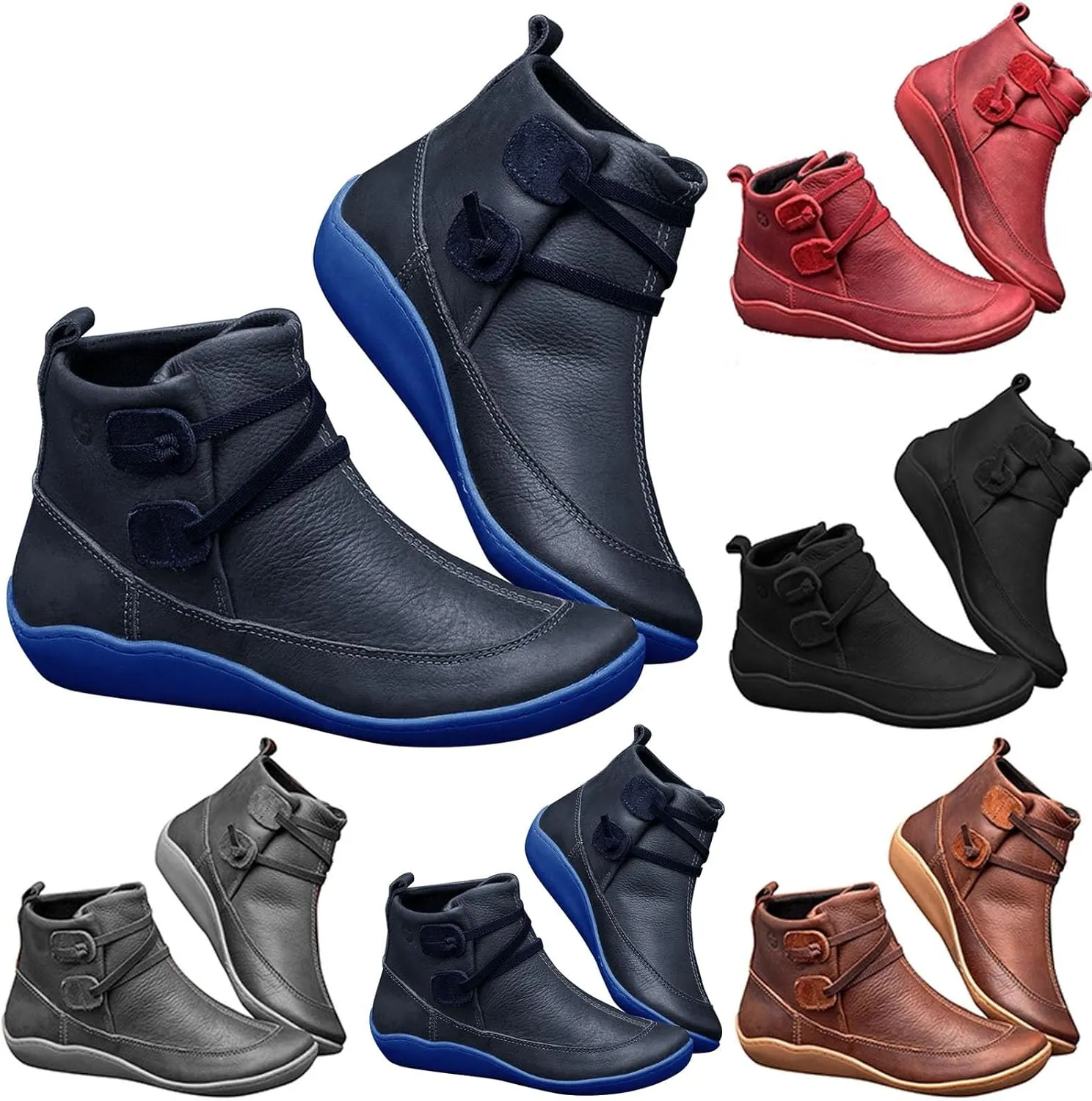 Work Boots for Women Ankle Wide Width Booties Women Womens Boots Ankle Low Heel Mens Casual Boot Solid Color Comfy Casual Pump Closed Toe Stacked Heel