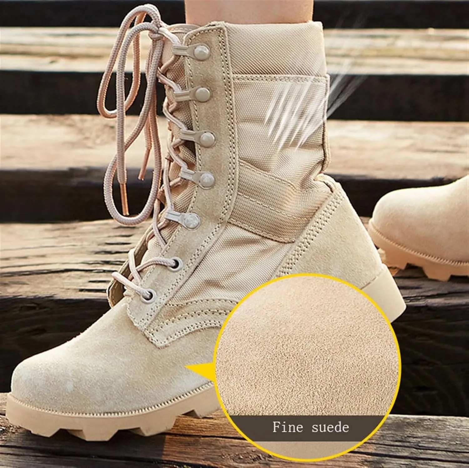 Wygwlg Mens Outdoor Tactical Work Boots, Men High Top and Lace up Waterproof Desert Army Tactical Combat Boots, Lightweight Work Army Boots, for Outdoor Sports Like Camping, Climbing