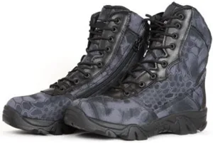 Wygwlg Military Work Boots, Mens High Top Side Zip Waterproof Breathable Camouflage Combat Boots, Outdoor Durable Lightweight Security Army Boots, for Camping, Hiking, Jungle Combat