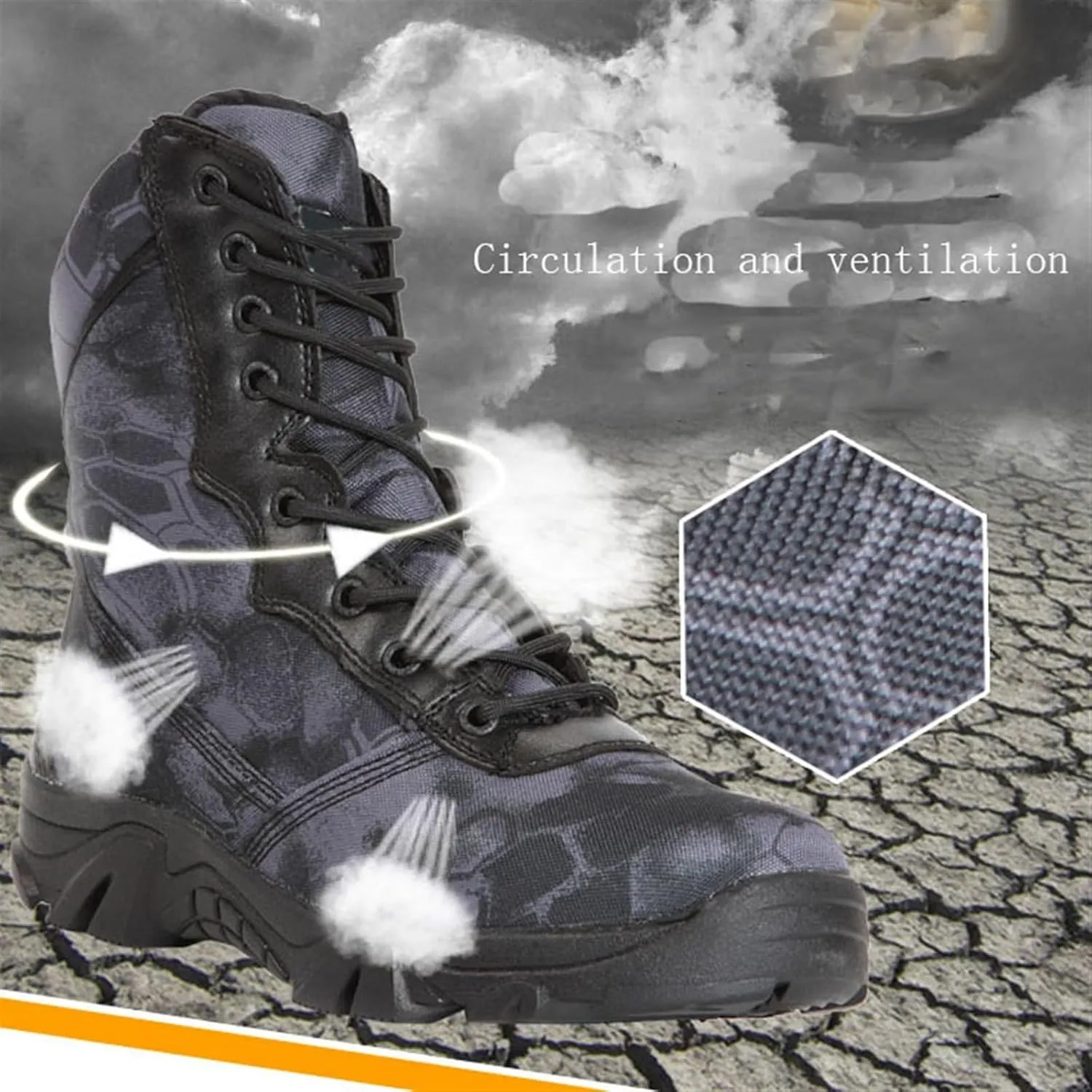 Wygwlg Military Work Boots, Mens High Top Side Zip Waterproof Breathable Camouflage Combat Boots, Outdoor Durable Lightweight Security Army Boots, for Camping, Hiking, Jungle Combat