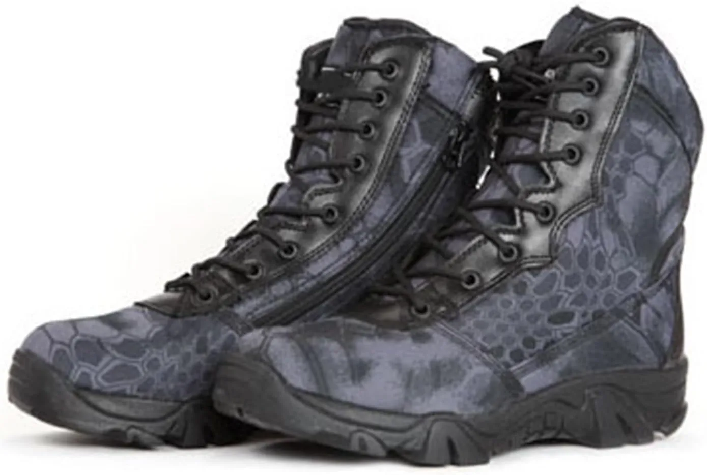 Wygwlg Military Work Boots, Mens High Top Side Zip Waterproof Breathable Camouflage Combat Boots, Outdoor Durable Lightweight Security Army Boots, for Camping, Hiking, Jungle Combat