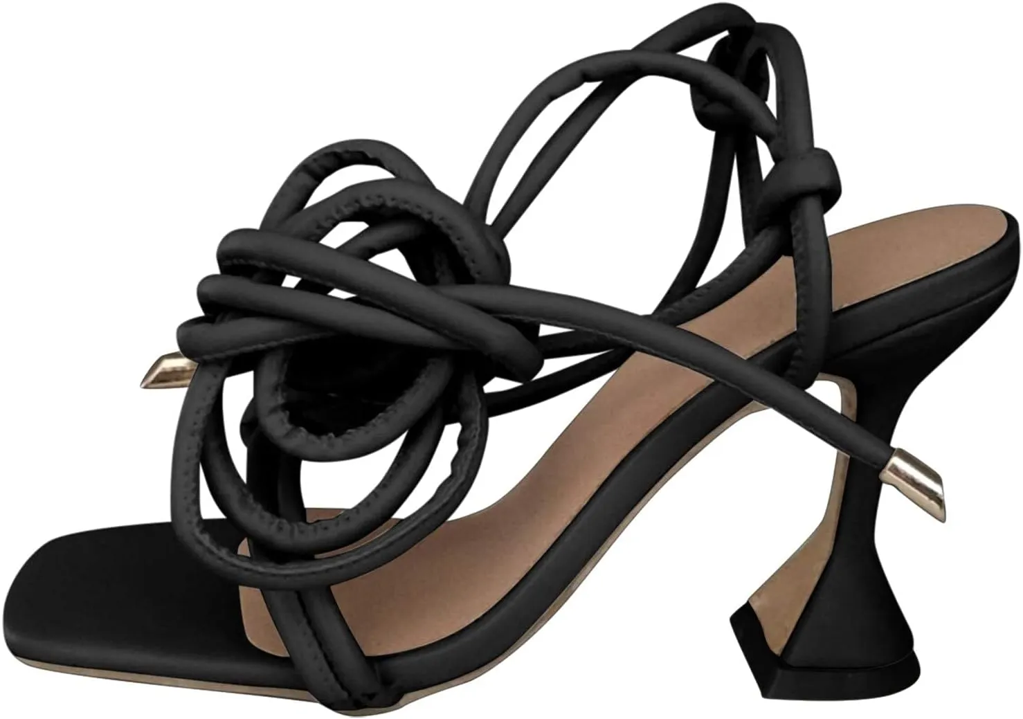 ZBYY Women's Heeled Sandals Dress Square Toe Heels Sandals Slip On Party Strappy Stiletto High Heels Sandals