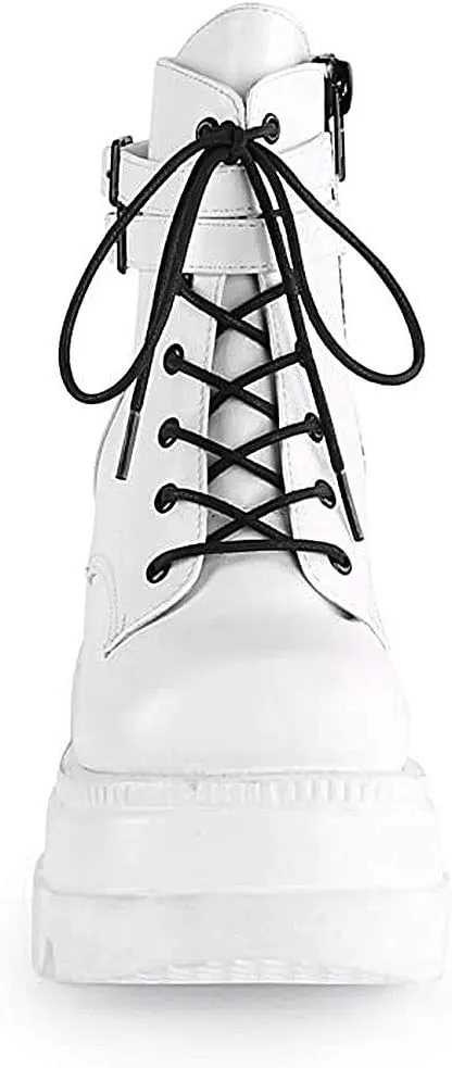 ZBYY Women's Platform Wedges Boots Chunky Thick Side Zipper Combat Boots High Heels Waterproof Party Dress Boots