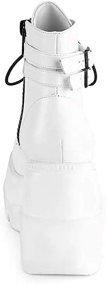 ZBYY Women's Platform Wedges Boots Chunky Thick Side Zipper Combat Boots High Heels Waterproof Party Dress Boots
