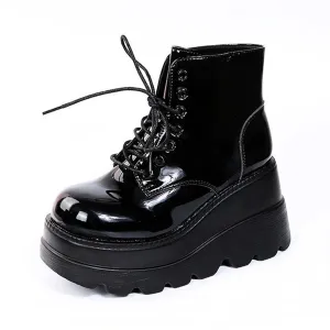 ZKXYFFS Womens Goth Ankle Boots Platform Chunky High Heel Lace Up Combat Boots Punk Short Booties Motorcycle Platform Boots for Women