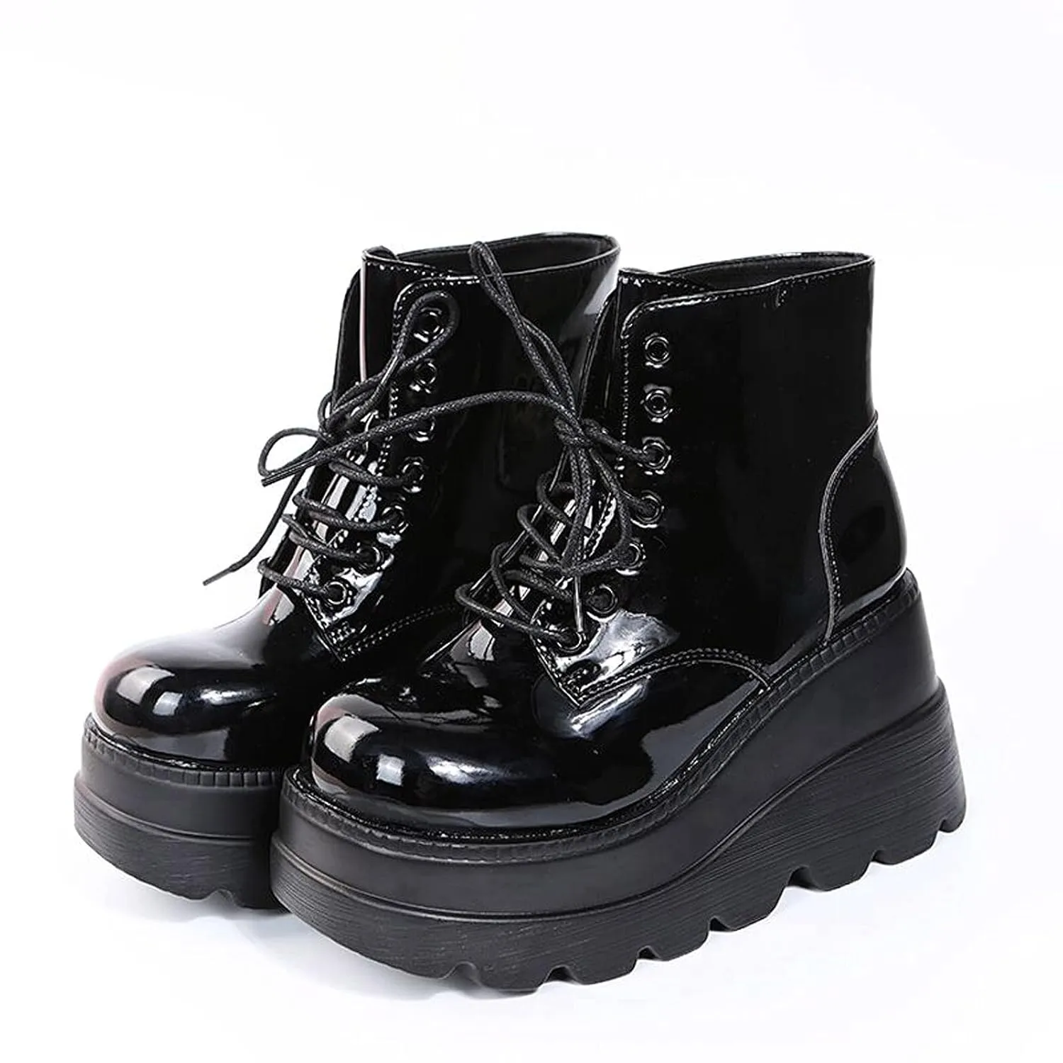 ZKXYFFS Womens Goth Ankle Boots Platform Chunky High Heel Lace Up Combat Boots Punk Short Booties Motorcycle Platform Boots for Women