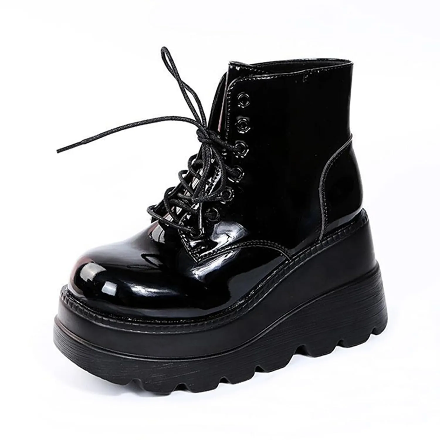 ZKXYFFS Womens Goth Ankle Boots Platform Chunky High Heel Lace Up Combat Boots Punk Short Booties Motorcycle Platform Boots for Women
